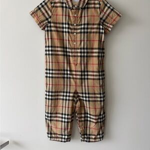 Burberry Beige and Black Plaid Jumpsuit